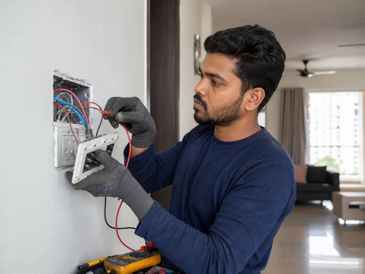 Electrical Work service team at work