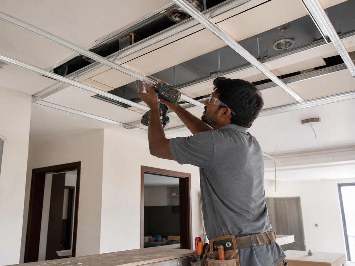 False Ceiling Work service team at work