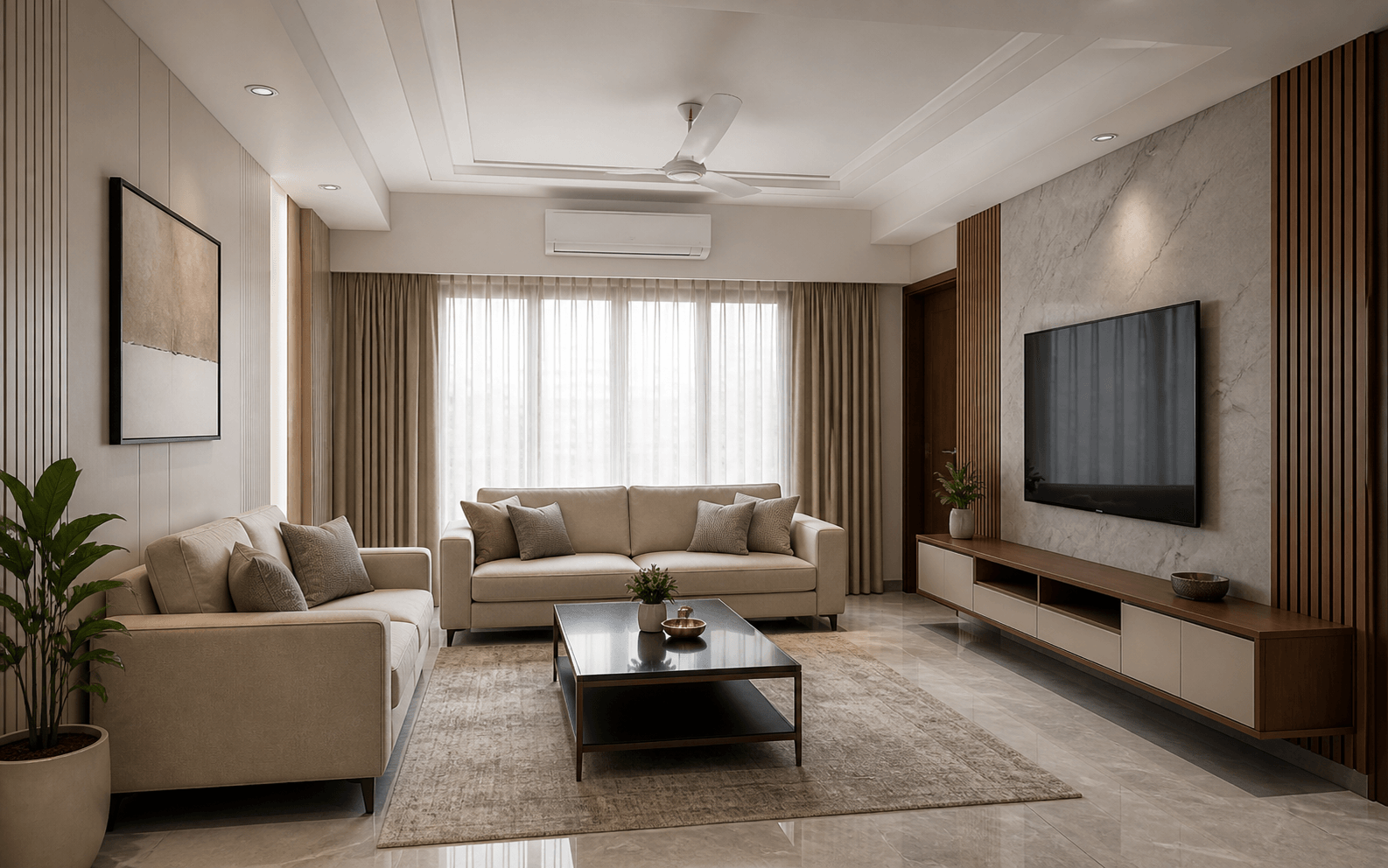Complete Living Hall Interior concept